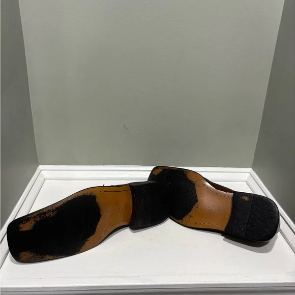 Zota Men's Brown Leather Square Toe Square Heel Dress Shoes-size 10.5 - Picture 2 of 6